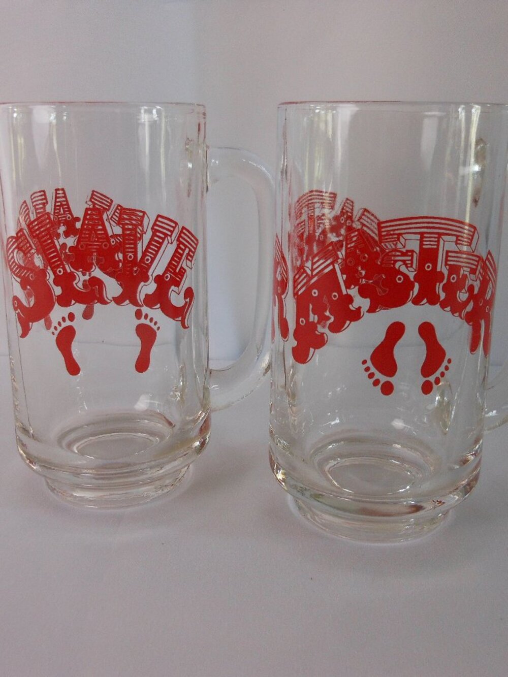 Set of 2 Vtg 70s Kitsch Beer Mugs Bar Decor Master Slave Barefoot